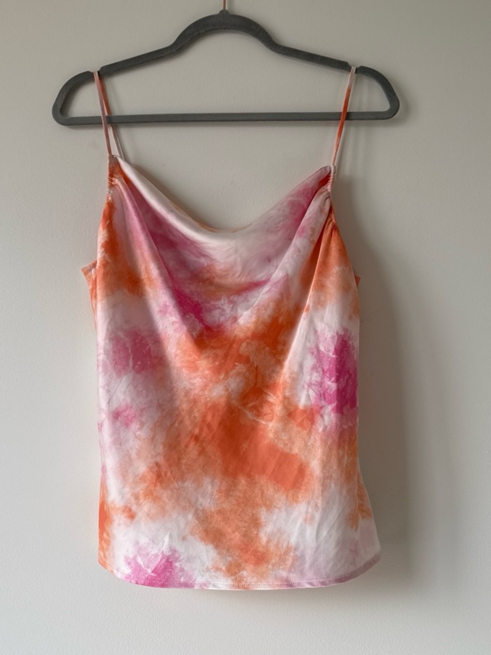 Wayf tie dye satin cowl neck camisole slip top size M